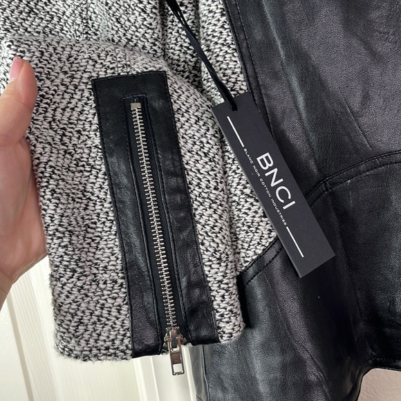 NWT Blanc Noir Women’s Long Sleeve Knitted Leather Jacket Size Small #650 - Picture 15 of 17